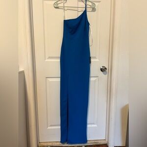 NWT LULUS BLUE LONG DRESS WITH SLIT